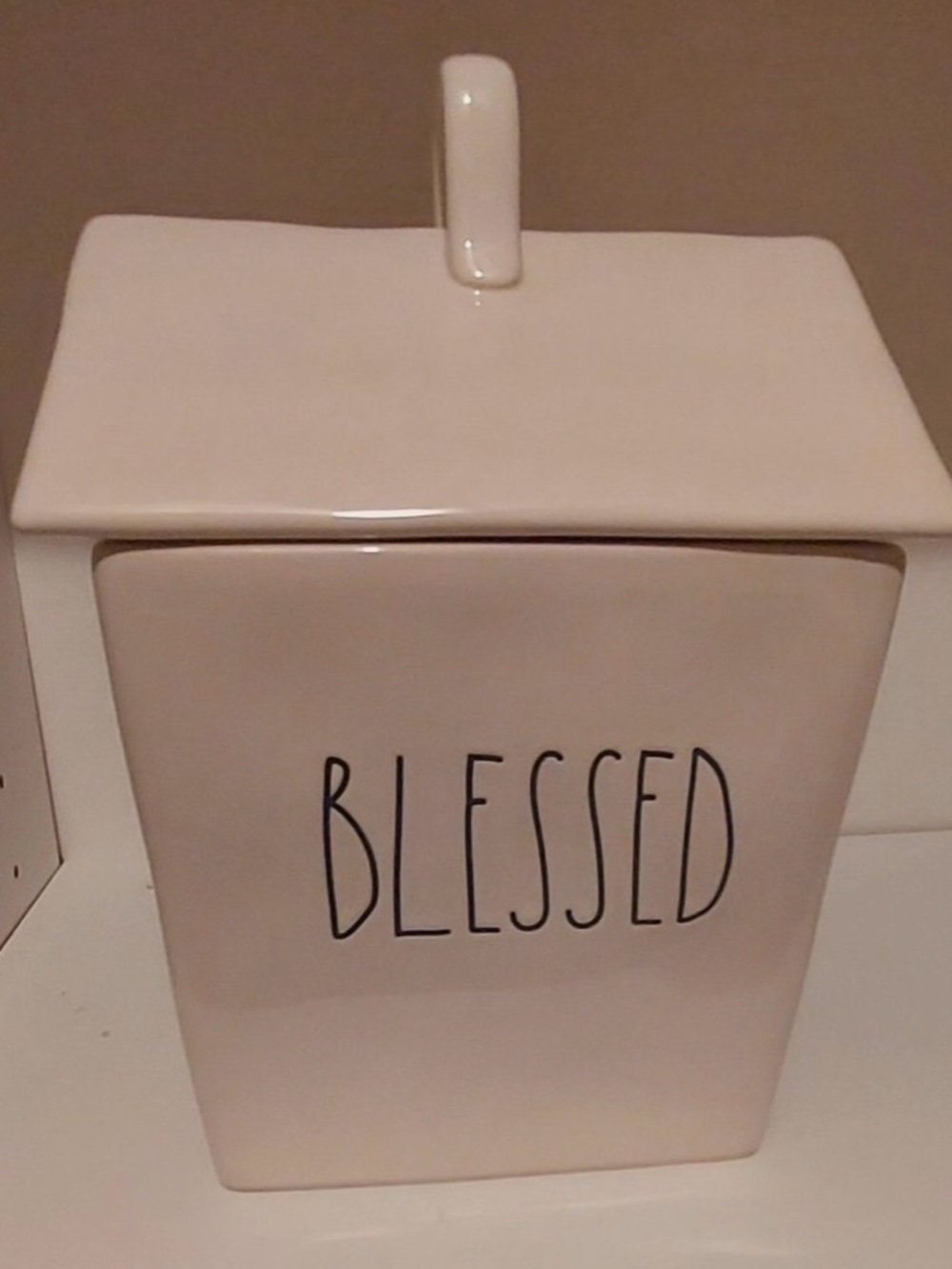 Rae Dunn White Ceramic 'BLESSED' Storage Jar